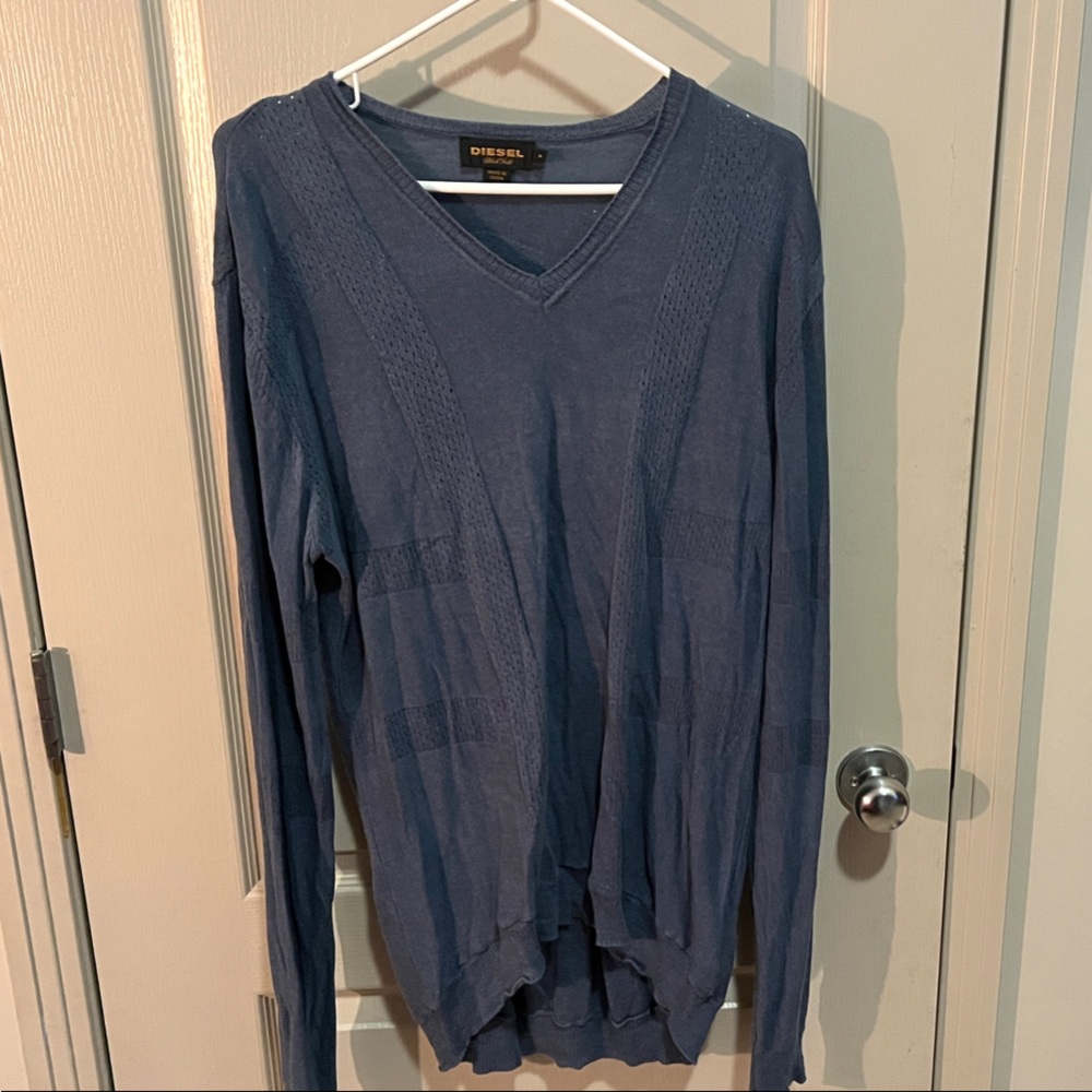 Diesel Black Gold Men's V-Neck Sweater in Blue